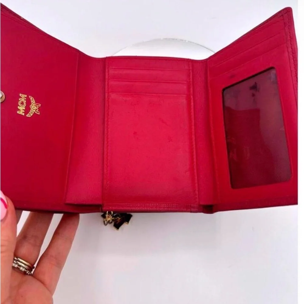 MCM Tri Fold Snap Wallet Berry - Picture 5 of 7